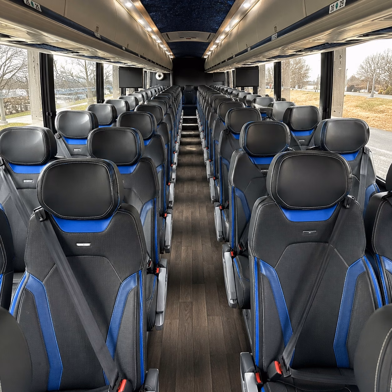 56 passenger charter bus inside